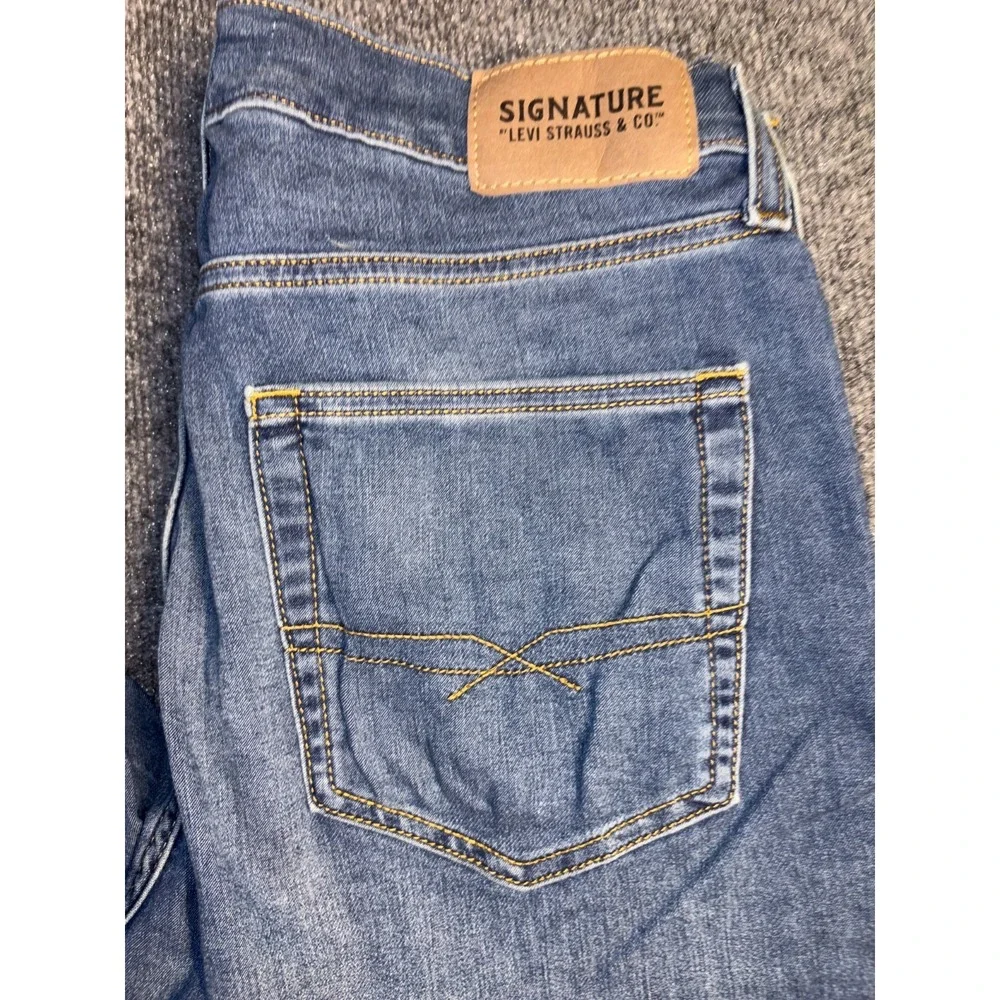 Levi's Jeans Men 34x32 Blue Denim Faded‎ Double Stitch Regular Fit Tapered Leg